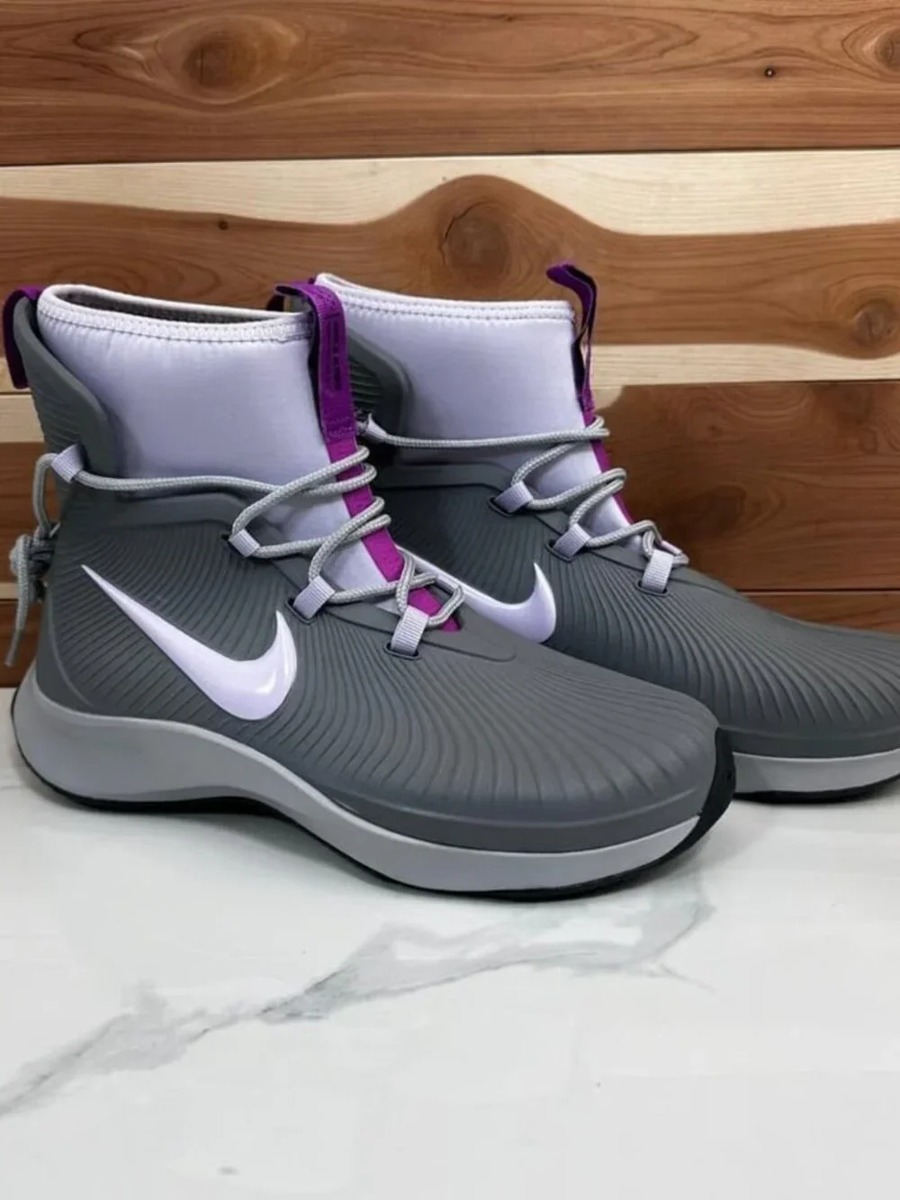 NEW- Nike Binzie Waterproof Rain Boot Sneakers Gray/Purple size Youth 5Y